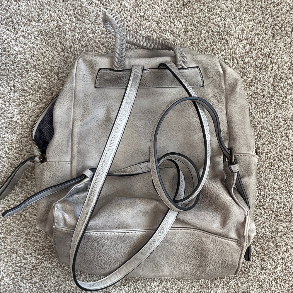 Gray Woven Leather Mini Backpack - Picture 4 of 5